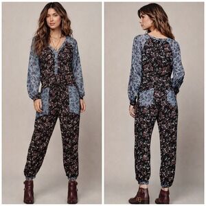 Free People‎ Sheila Jumpsuit Floral Patchwork Bohemian Romper Lightweight Medium